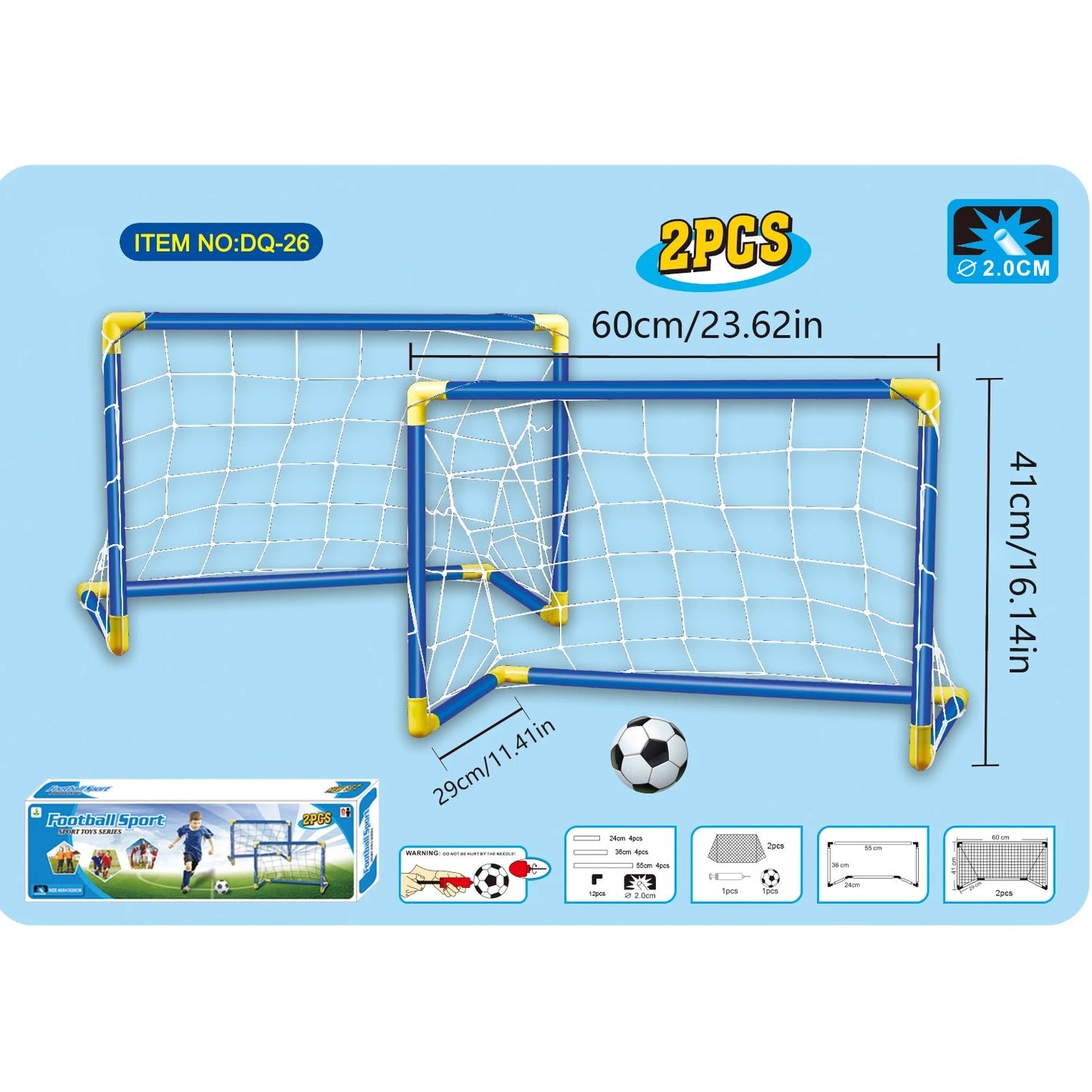 Set de 2 Porterías Infantiles con Balón - Portátiles