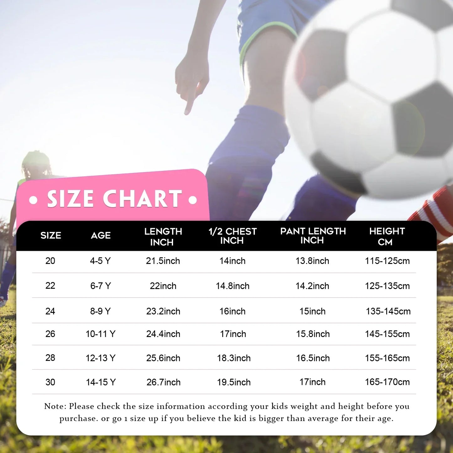 Kit de Uniforme de Fútbol Infantil - Niños y Niñas 4-14 Años