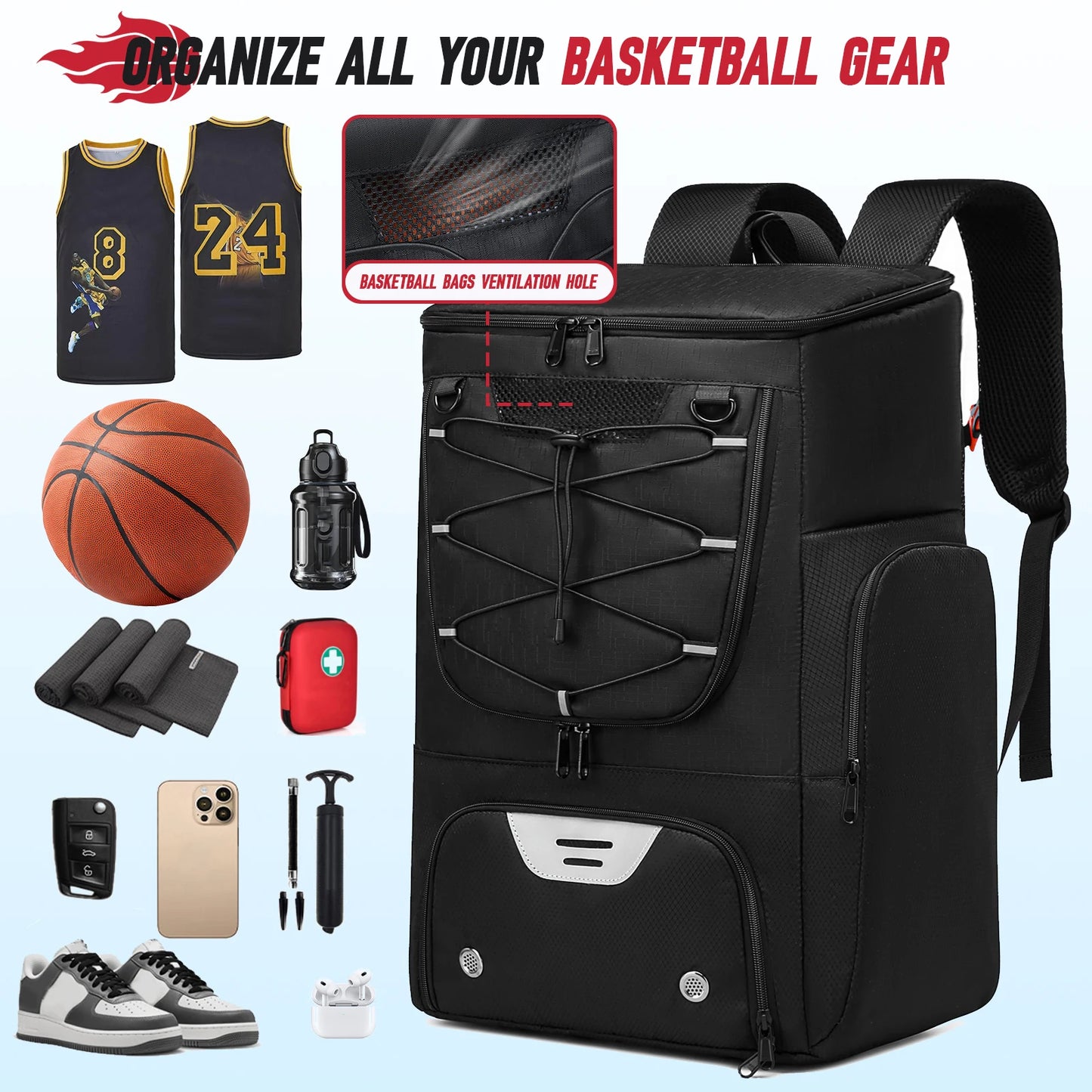 Mochila Deportiva Multi-Compartimento - Fútbol, Básquetbol y Voleibol