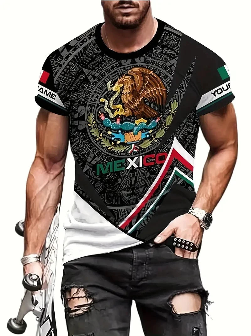 Camiseta México Bandera y Águila - Oversized Casual