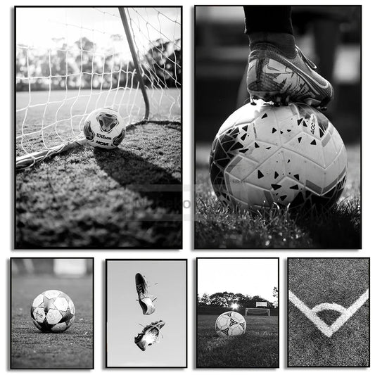 Cuadro Balón de Fútbol Blanco y Negro - Estilo Moderno