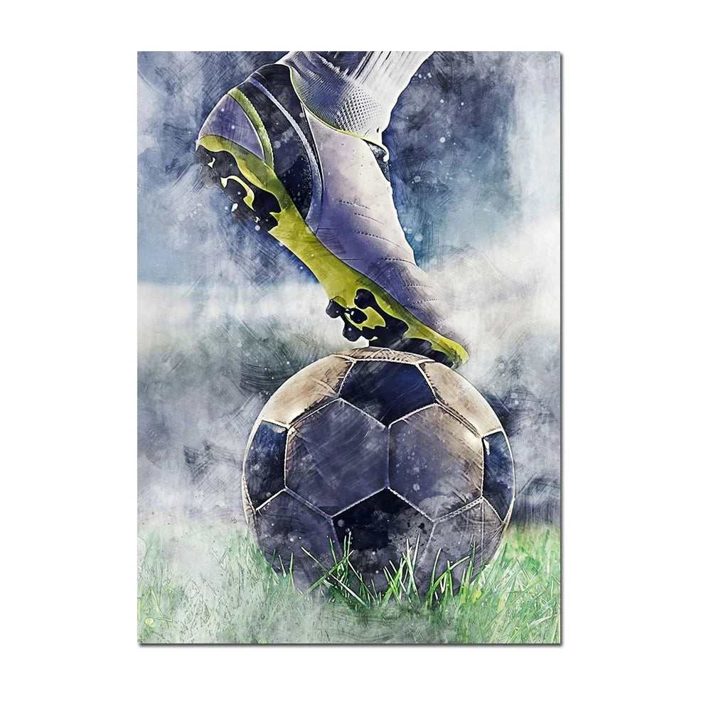 Cuadro Moderno de Fútbol y Básquetbol - Decoración Infantil