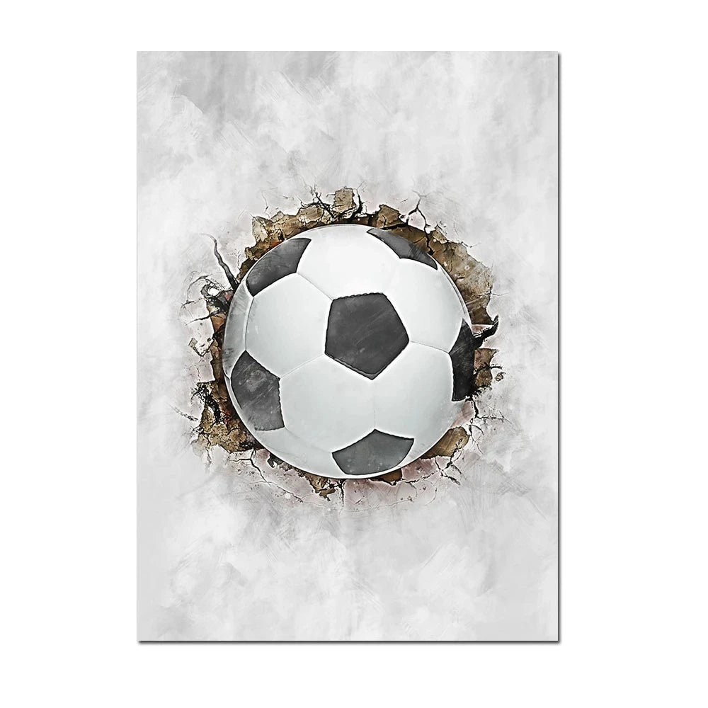Cuadro Moderno de Fútbol y Básquetbol - Decoración Infantil