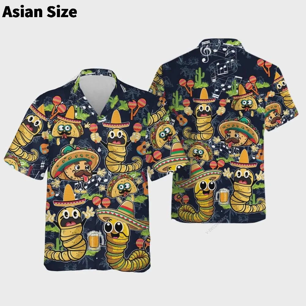 Camisa Hawaiana México - Diseño Calavera Azteca