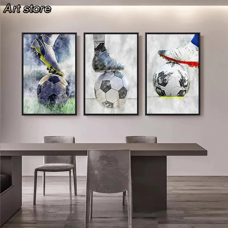 Cuadro Moderno de Fútbol y Básquetbol - Decoración Infantil