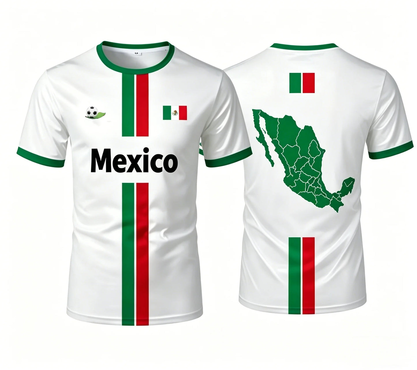 Camiseta Casual Bandera de México - Fanático del Fútbol