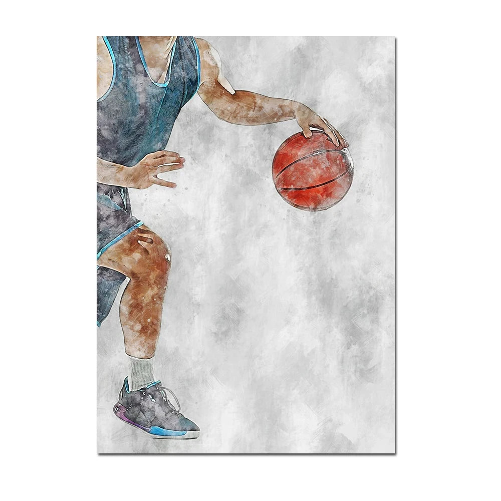 Cuadro Moderno de Fútbol y Básquetbol - Decoración Infantil