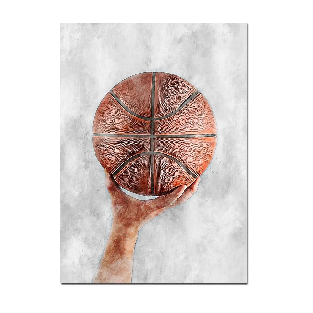 Cuadro Moderno de Fútbol y Básquetbol - Decoración Infantil
